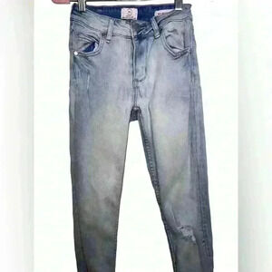 Cotton On High-Waisted Light Wash Mid Grazer Slight Distressed Skinny Jeans